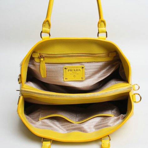 2014 Prada grainy calfskin tote bag BR4743 lemonyellow for sale